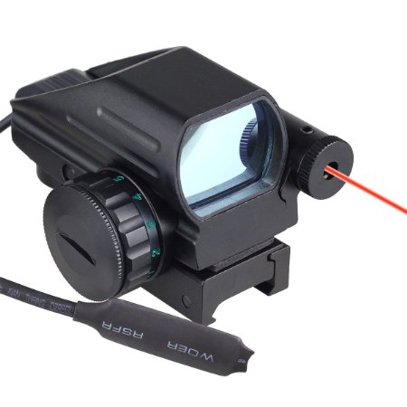[ Tactical Safety Essentials ] Holographic Red and Green Dot Sight Scope Tactical Reflex 3 Different Reticles   BONUS *** Optic Lens Sight Protector 4mm Thick Acrylic Shield ***