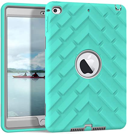 Hocase iPad Mini 5 Case, Rugged Shockproof Hard Plastic Anti-Slip Soft Silicone Rubber Bumper Hybrid Protective Case Cover for 7.9" iPad Models A2133, A2124, A2126, A1538, A1550 - Teal