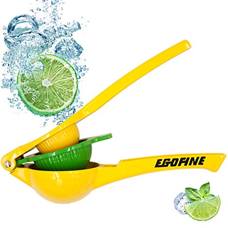 Egofine Metal Lemon Lime Squeezer, Premium Quality Manual Citrus Press Juicer, Yellow