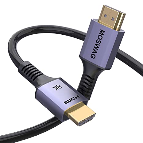 10FT/3M 8K 2.1 HDMI Cable, MOSWAG USB Ultra High-Speed HDMI Cord 48Gbps 4K@120Hz 8K@60Hz 144Hz, Dynamic HDR, HDCP 2.2 2.3, eARC for Newest Apple TV, Samsung QLED TV, PS5, Xbox Series X