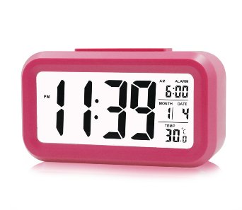 ZHPUAT Morning ClockLow Light Sensor TechnologyLight On Backligt When Detect Low LightSoft Light That Wont Disturb The SleepProgressively Louder Wakey Alarm Wake You Up SoftlyColor Pink