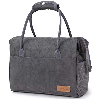 Lifewit 8.5L Stylish Waterproof Insulated Lunch Tote Bag for Adults/Men/Women/Kids, Durable Thermal Cooler Bag Bento Box for Work/School/Picnic, Grey