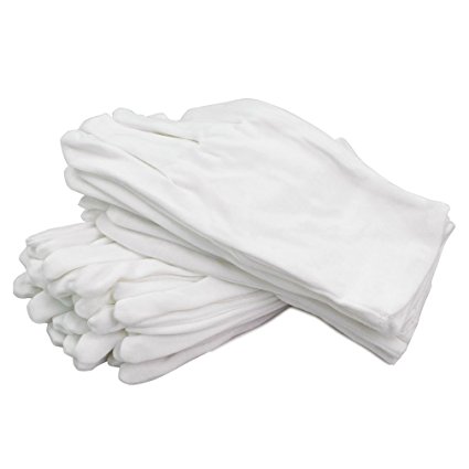 12 Pairs White Cotton Gloves, Marrywindix 8'' Soft Lightweight Work Gloves Cotton Gloves for Wedding Workshop Farm Garden, One Size