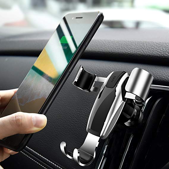 Car Phone Mount, Gravity Cell Phone Holder for car Auto-Clamping Air Vent Car Phone Holder Universal Car Cradle Mount Compatible Phone X/8/7/6s/Plus, Galaxy Note 9/ S9/S9 Plus/S8/S7- Sliver (Divi)