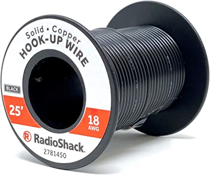 RadioShack 18 AWG Solid Copper Hook-Up Wire - 25' Spool, Black