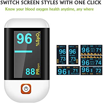 Pulse Oximeter Fingertip, Blood Oxygen Saturation Monitor Large OLED Screen Display with Lanyard