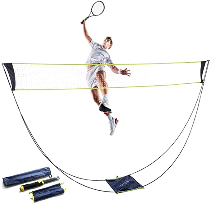 ShaggyDogz Portable Badminton Net with Stand Carry Bag, Foldable Volleyball Tennis Badminton Net Rack Easy Setup for for Outdoor/Indoor Court, Backyard, No Tools or Stakes Required