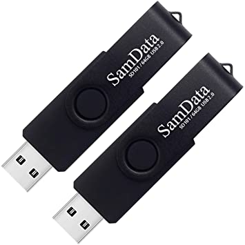 SamData 64GB USB Flash Drives 2 Pack 64GB Thumb Drives Memory Stick Jump Drive with LED Light for Storage and Backup (2 Pack Black)