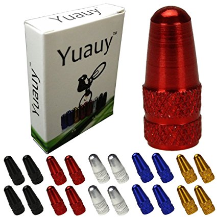 Yuauy 4 PCs in Each 5 Colors Bike Bicycle Road Racing Coloured Metal Valve Cap Dust Covers