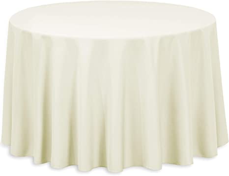 LinenTablecloth 108-Inch Round Polyester Tablecloth Ivory