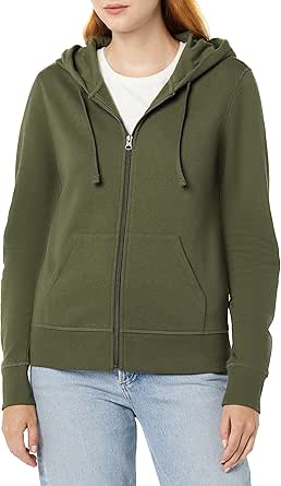 Amazon Essentials Women's French Terry Fleece Full-Zip Hoodie (Available in Plus Size)