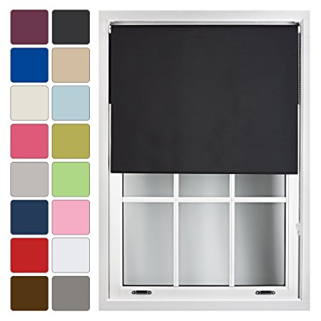 Furnished Blackout Roller Blind Made to Measure 14 Sizes 16 Colours Black Up To 210cm