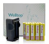 Welltop 8Pcs 37V 18650 5000mah Rechargeable Lithium Battery with Battery Charger