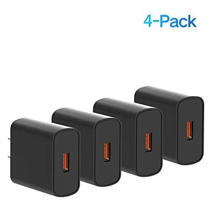 Quick Charge 3.0 Wall Charger,[4-Pack] 18W QC 3.0 USB Wall Charger Adapter Fast Charging Block Compatible with Wireless Charger, iPhone 11 X 8 Samsung S10 S9 S8 Plus S7 S6 Edge Note 9, LG, Kindle
