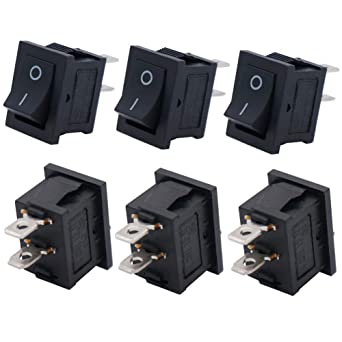 Twidec/6Pcs Rocker Switch 2 Pins 2 Position ON/Off AC 6A/125V 10A/250V SPST Car Boat Black Rocker Switch Toggle（Quality Assurance for 1 Years）KCD1-1-101