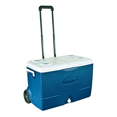 Rubbermaid Extreme 5-Day Wheeled Ice Chest Rolling Cooler, 50-Quart, Blue, FG2A9202MODBL