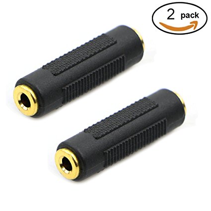 Pasow 3.5mm to 3.5mm Stereo Jack Audio Adapter Female/female Connectors,Gold Plated (2 Pack)