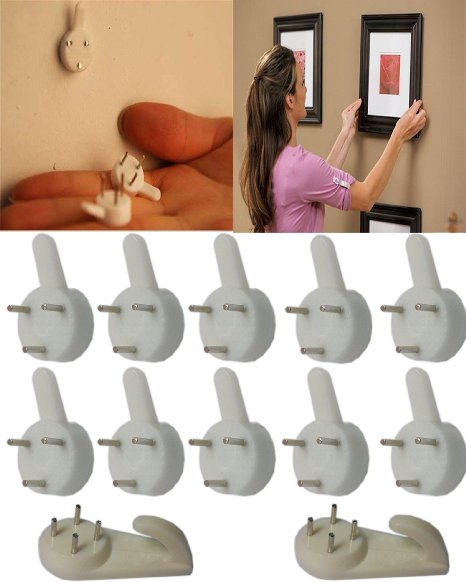 SinLoon（24 - Pack) Non-Trace Wall Picture Hook Frame Wedding Photos Mirror Wall Studs White, Large