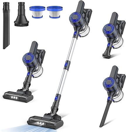 EICOBOT Cordless Vacuum Cleaner,20000Pa Powerful Cordless Vacuum,35 Mins Runtime,Detachable Battery,1.5L Dust Cup,6 in 1 Lightweight Quiet Stick Vacuum Cleaner for Hardwood Floor Pet Hair,Car,Navy