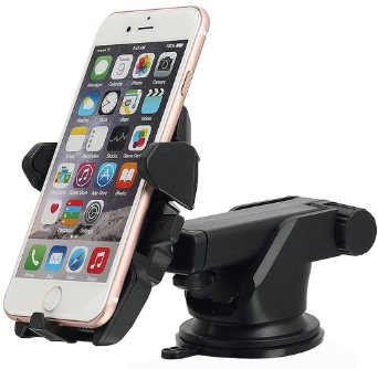 Car Mount, AICase® One Touch Car Mount Phone Holder for iPhone 6s Plus 6s SE 5s 5c Samsung Galaxy S7 Edge S6 S5 Note 5 4 (Black)
