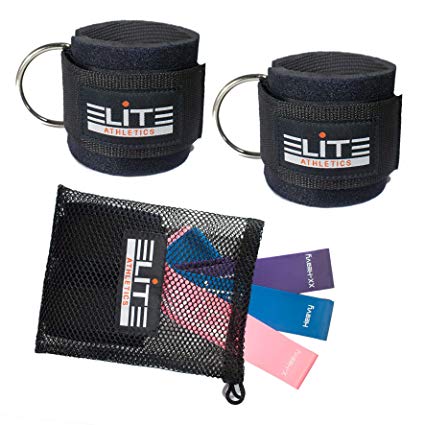 ELITE ATHLETICS Ankle Straps for Cable Machines and Resistance Bands Set with Carry Bag– Premium Fitness Ankle Straps Attachment with Ankle Cuffs, Workout for Leg, Butt, Thigh, Abs