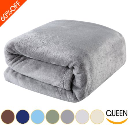 Balichun Bed Blanket All Year Round Super Soft Warm Fuzzy Fluffy Lightweight Fleece Blankets TwinQueenKing SizeQueenGrey