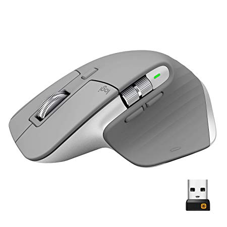 Logitech MX Master 3 Wireless Mouse, Ultrafast Scrolling, Use on Any Surface, Ergonomic, 4000 Dpi, Customisation, USB-C/Bluetooth/USB, Apple Mac iPad OS Microsoft PC Windows Linux, Light Grey