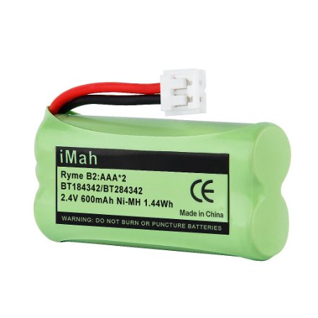 1-Pack iMah Ryme B2 Rechargeable Cordless Phone Battery Pack for BT184342 BT284342 BT18433 BT28433 BT-1011 BT-1018 BT-1022 BT-1031 Vtech CS6209 CS6219 CS6229 CS6229-2 DS6301 DS6151 DS6101 Uniden Wxi3077 DECT3080 DECT4066 DECT4096 Motorola L601M L602 L603M L701 L702M L903 L513CBT DECT 60 Home Handset Telephone