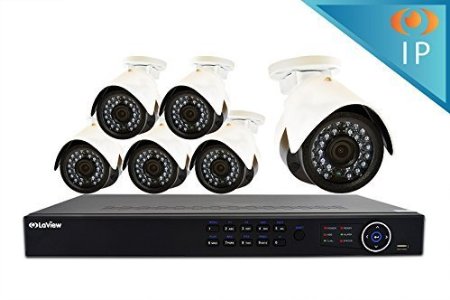 LaView LV-KN988P86A4-T2 Premium IP 8 Channel Security System with 6 IP 1080P Security Cameras 2 TB HDD White