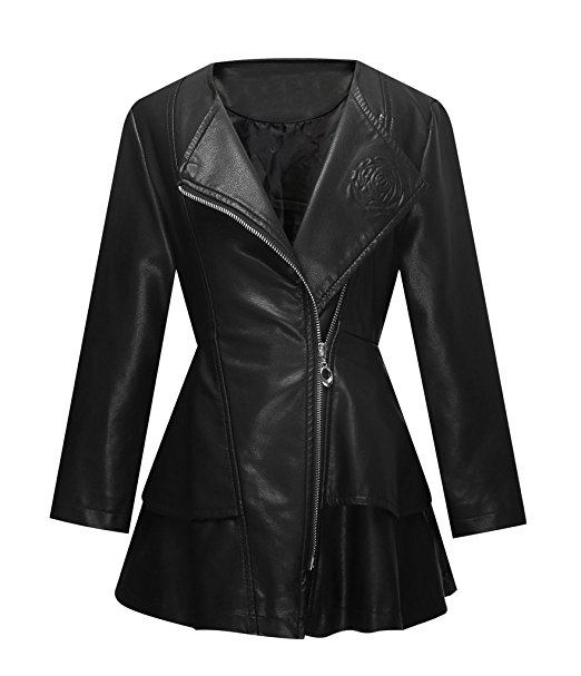Girls faux leather coat black dresses coat elegant outwear with emboss rose new autumn spring coat 3-12y