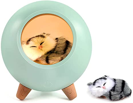 Cat Lover Gifts for Women, GoLine Cat Night Light for Wife Mom Teen Girls,Cute Cat House Birthday Gifts(Green).