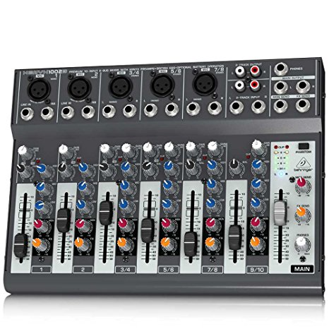 Behringer Xenyx 1002b Premium 10-Input 2-Bus Mixer With Xenyx Preamps, British Eqs And Optional Battery Operation