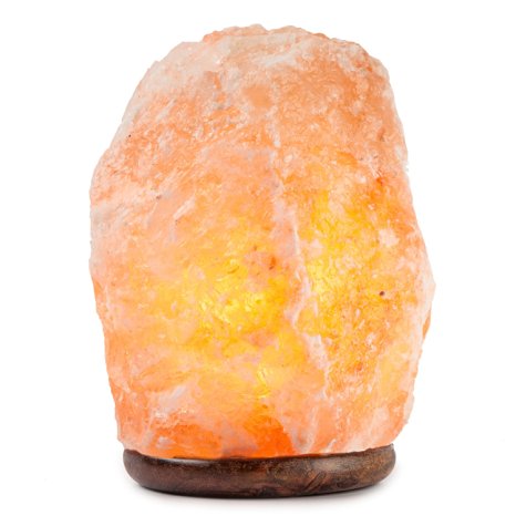 Hemingweigh Himalayan Glow Hand Carved Natural Crystal Himalayan Salt Lamp With Genuine Wood Base, Bulb And Dimmer Control 6 to 8 Inch, 6 to 7 lbs. 5' UL listed cord