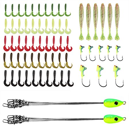 PLUSINNO Fishing Lures Baits Tackle including Crankbaits, Spinnerbaits, Plastic worms, Jigs, Topwater Lures , Tackle Box and More Fishing Gear Lures Kit Set, 102Pcs Fishing Lure Tackle