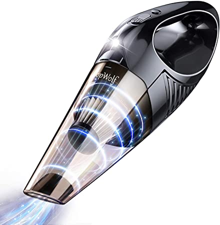 Portable Handheld Vacuum Cleaner Cordless with 3000mA Battery,Powered by Li-ion Battery Rechargeable Quick Charge Tech， Waterwashable Steel Filter, 120W 9000PA Powerful Wireless Vacuum with LED Light