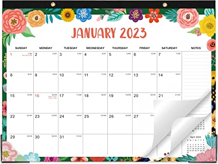 Desk Calendar 2023-2024 - Large Desk Calendar 2023-2024, Jan 2023 - Jun 2024, 22" x 17", Desk Pad, Large Monthly Blocks, Calendar with Tear Off Design, 2 Corner Protectors & 2 Hanging Hooks