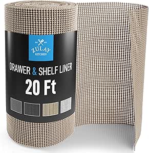 Zulay (12 Inch x 20 FT) Drawer & Shelf Liner - Non Adhesive Drawer Liner - Protective Shelf Liner Non Slip for Cabinets, Storage, Kitchen, and Tables (Beige)