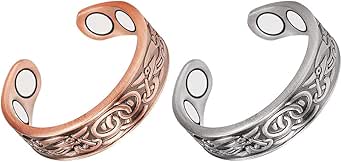 EnerMagiX Copper Magnetic Ring for Women Men, 2PCS Pure Copper Adjustable Fingers Thumb Set Ring, Copper Jewelery