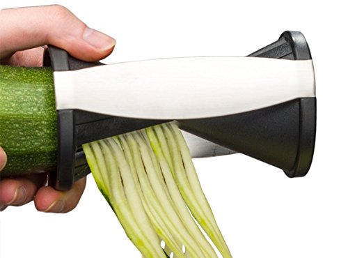 Greenco Spiral Julienne Vegetable Slicer, for Carrots, Cucumbers, Potatoes, Zucchinis, and More. Makes a Thin Curly Vegetable Spaghetti. 2 Julienne Blade Sizes