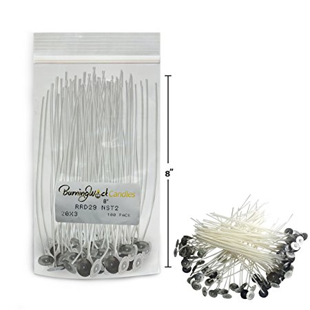Burning Wick Candles Candle Making Wicks - Large 8 Inch 100 Pack