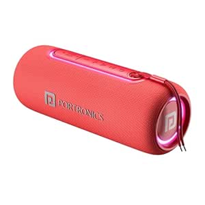 Portronics Resound 2 15W HD Sound Portable Wireless Bluetooth Speaker, in-Built Mic, RGB Lights, TWS Connectivity, Bluetooth v5.3, IPX5 Water Resistant, Type C Charging Port(Red)