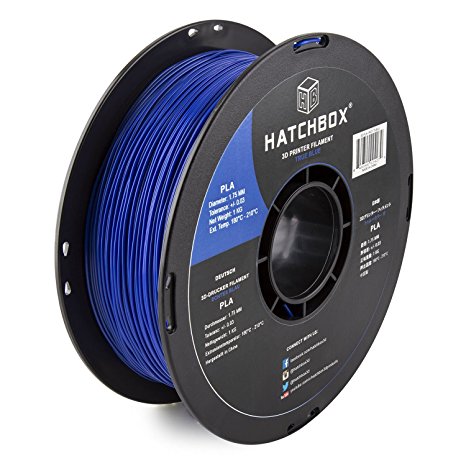 HATCHBOX 3D PLA-1KG1.75-BLU PLA 3D Printer Filament, Dimensional Accuracy  /- 0.05 mm, 1 kg Spool, 1.75 mm, Blue