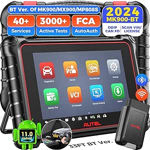 Autel MaxiCOM MK900BT Scanner: 2024 MK900-BT Bidirectional Tool Up of MK900 MX900 MK808BT Pro MK808S MX808S MK808Z MS906, CANFD DoIP, 3K  Active Tests as MP900BT 40  Reset, Pre & Post Scan, FCA, OS 11