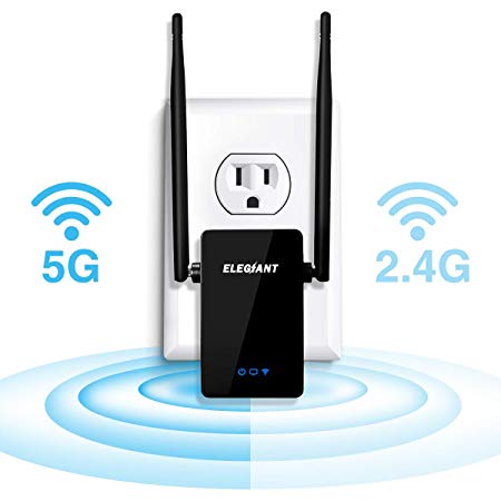 WiFi Range Extender, ELEGIANT 750Mbps Wireless WiFi Repeater Signal Amplifier Booster Supports Router Mode/Repeater/ Access Point, with High Gain Dual External Antennas and 360 Degree WiFi Coverage