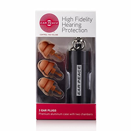 EarPeace Ear Plugs - High Fidelity Hearing Protection for Concerts & Music Professionals (Black/Brown)