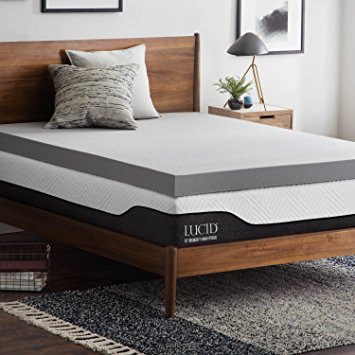 LUCID 4 Inch Bamboo Charcoal Memory Foam Mattress Topper - Twin XL