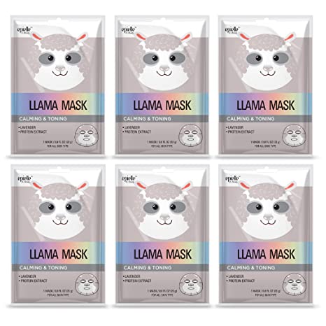 Epielle Llama Character Skincare Sheet Masks | Animal Spa Mask | -For All Skin Types |spa gifts for women, Spa Gift, Birthday Party Gift for her kids, Spa Day Party, Girls Night, Slumber party | 6 count skincare sheet masks