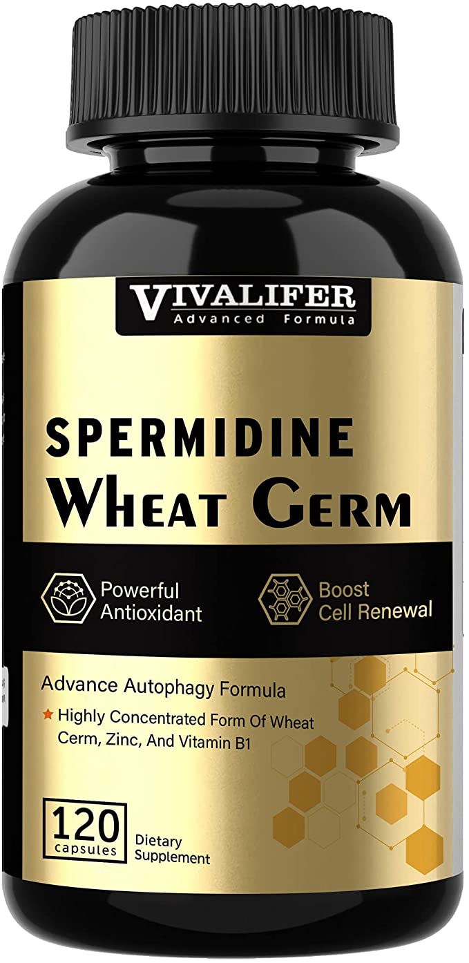 Spermidine Wheat Germ 1500mg, 120 Capsules Organic Spermidine Wheat Germ Extract with Zinc, Supports Anti-Aging & Antioxidant, Promotes Daily Immune and Cell Renewal