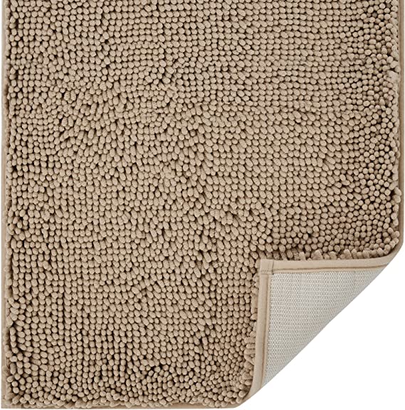 Lifewit Extra Soft Bathroom Rug Mat, Absorbent Shaggy Chenille Bath Rug, Non Slip Plush Rugs for Bathroom,Tub and Shower, Khaki, 20 ×30 inch