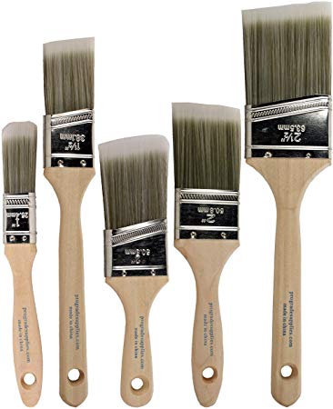 Pro-Grade Home Wall/Trim House Paint Brush Set Great for Professional Painter and Home Owners Painting Brushes for Cabinet Decks Fences Interior Exterior & Commercial Paintbrush (Renewed)